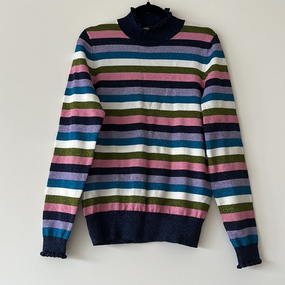 REVIEW Pippi Stripe Metallic Rainbow Knit Sweater Jumper - Picture 7 of 14